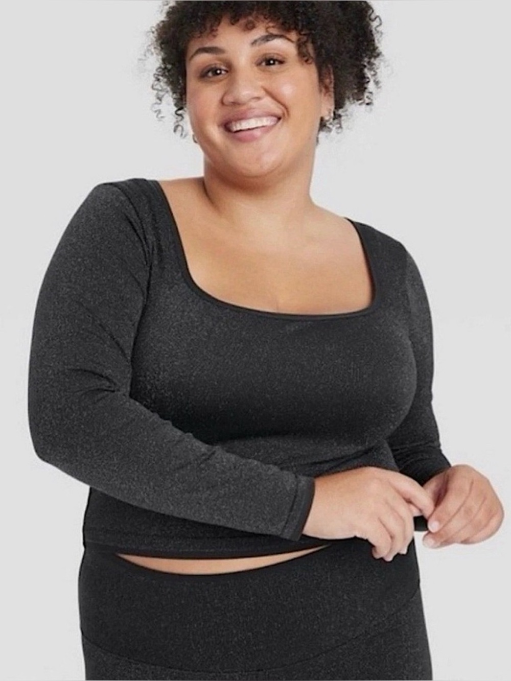 All in Motion Women’s Lurex Seamless Cropped Top - EUC, Black sparkle